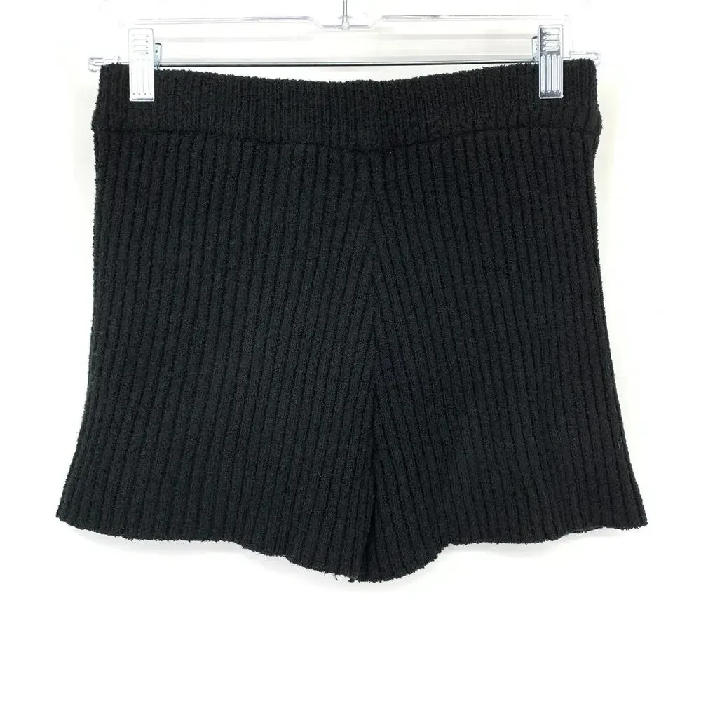 Unbranded Ribbed Knit Shorts Womens Size Small Pull On Waist Black
